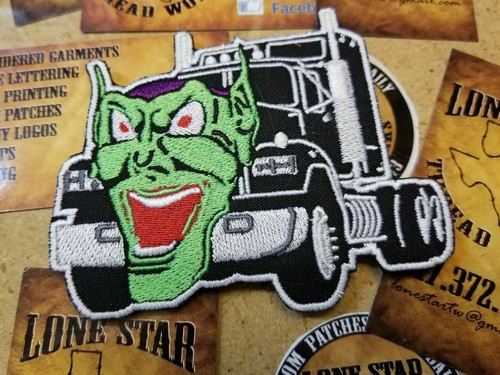 Embroidered green goblin - embroidered,